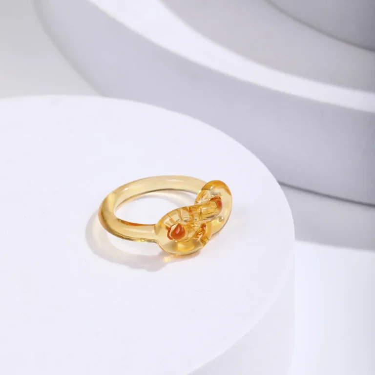 Bague resine orange avec noeud - Noeud - orange