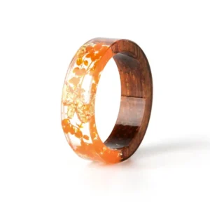 Bague resine orange et marron - 11