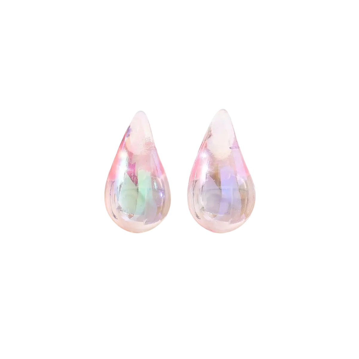 Boucles d'oreilles resine gouttes cristal rose