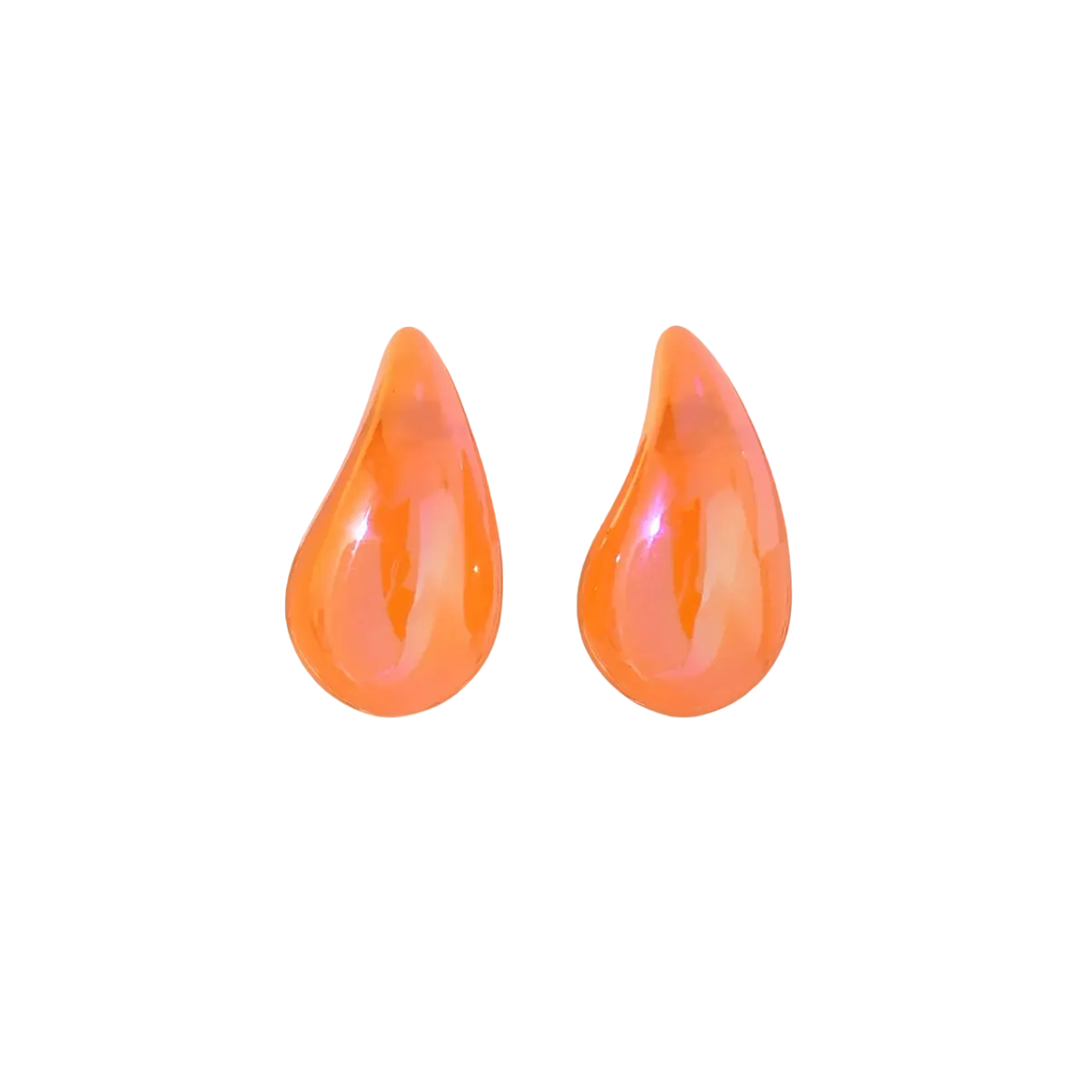 Boucles d'oreilles resine gouttes oranges