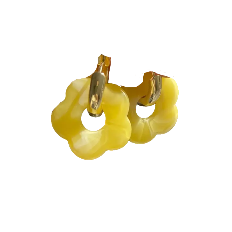 Boucles d'oreilles resine jaune fleur