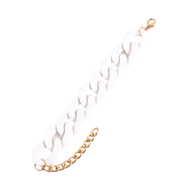 Bracelet resine blanc grandes chaînes - Blanc