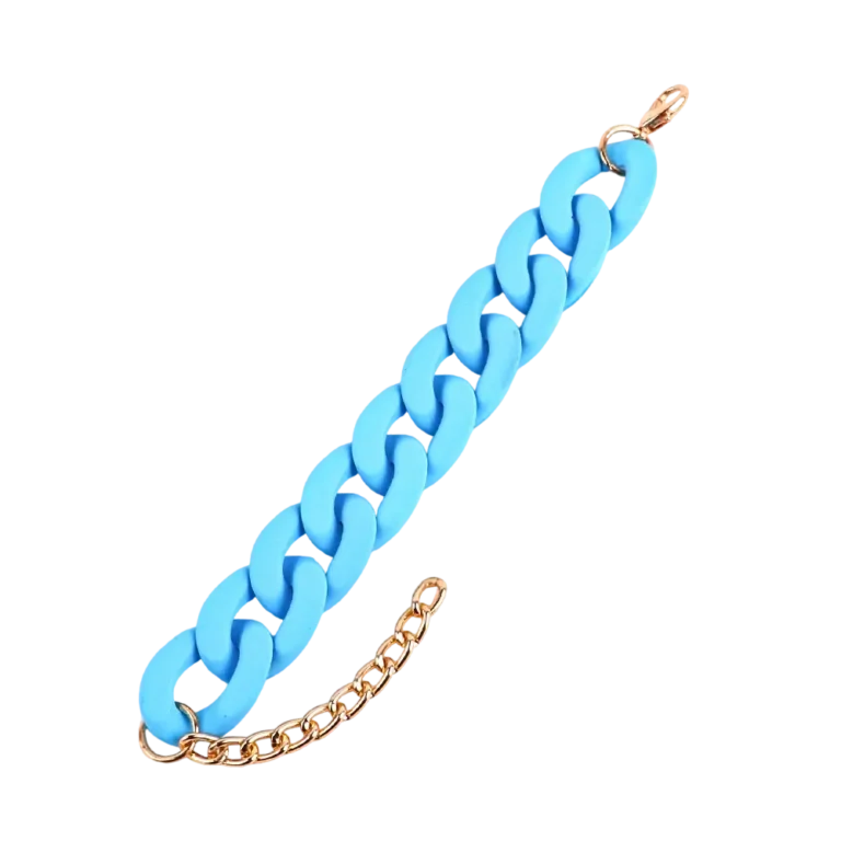Bracelet resine bleu grandes chaînes - Bleu