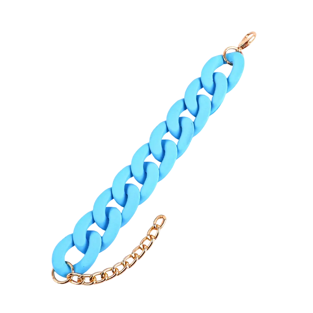 Bracelet resine bleu grandes chaînes - Bleu