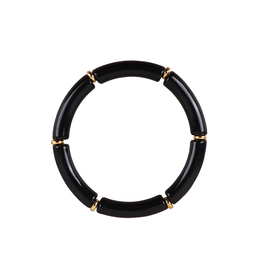 Bracelet resine noir tube - Noir