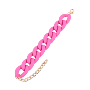 Bracelet resine rose grandes chaînes - Rose