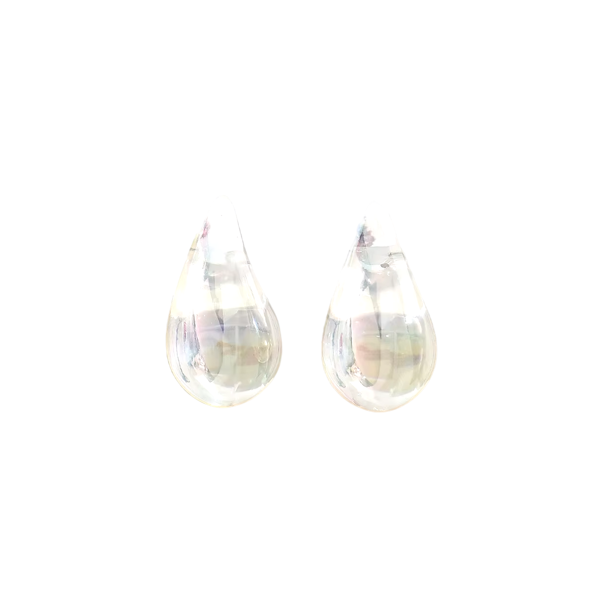 Boucles d'oreilles resine gouttes blanches transparentes