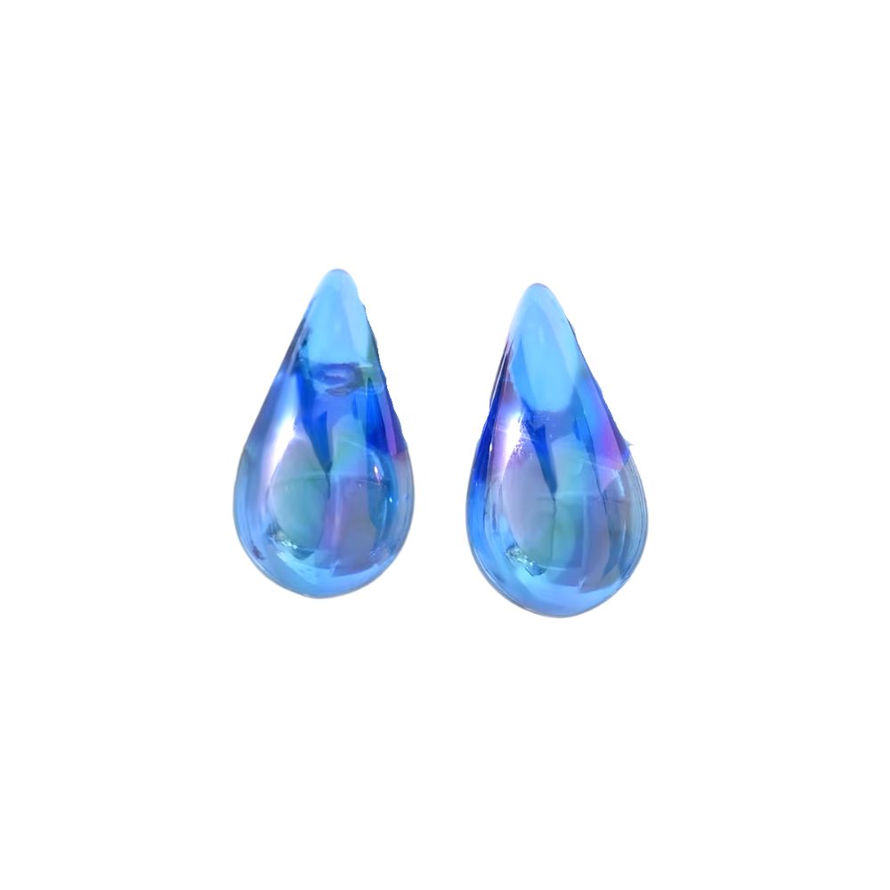Boucles d'oreilles resine gouttes bleues foncées