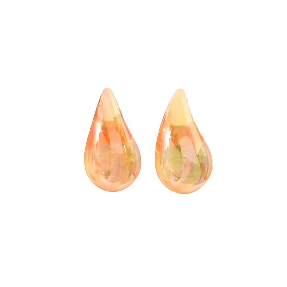 Boucles d'oreilles resine gouttes oranges