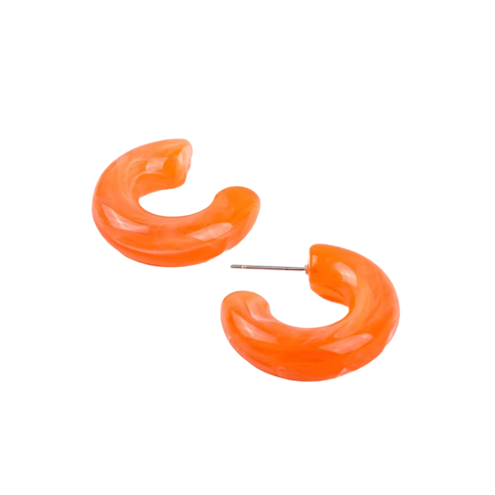 Boucles d'oreilles résine oranges design - Orange