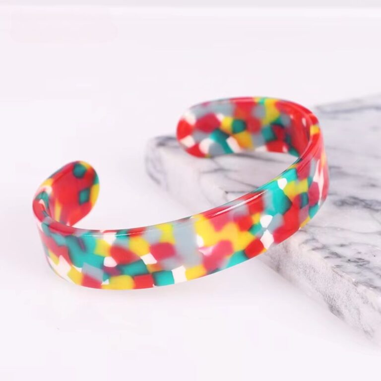 Bracelet jonc resine ouvert multicolore