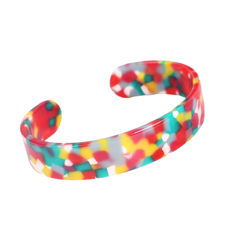 Bracelet jonc resine ouvert multicolore