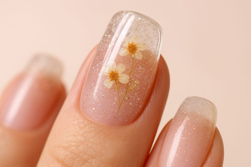 Ongle en resine: des créations artisanales, transparentes et lumineuses, faites main avec soin. Chaque design raconte une histoire — fleurs éternisées, inclusions fines et finitions soignées pour une allure légère et unique qui sublime la lumière.