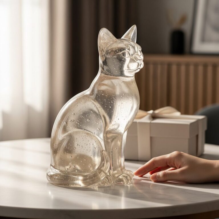 Chat en resine: sculpture artisanale unique, légère et translucide. Découvrez des pièces faites main, aux traits félins et finitions soignées. Idéal pour une déco moderne ou un cadeau raffiné pour les amoureux d’art et de résine.