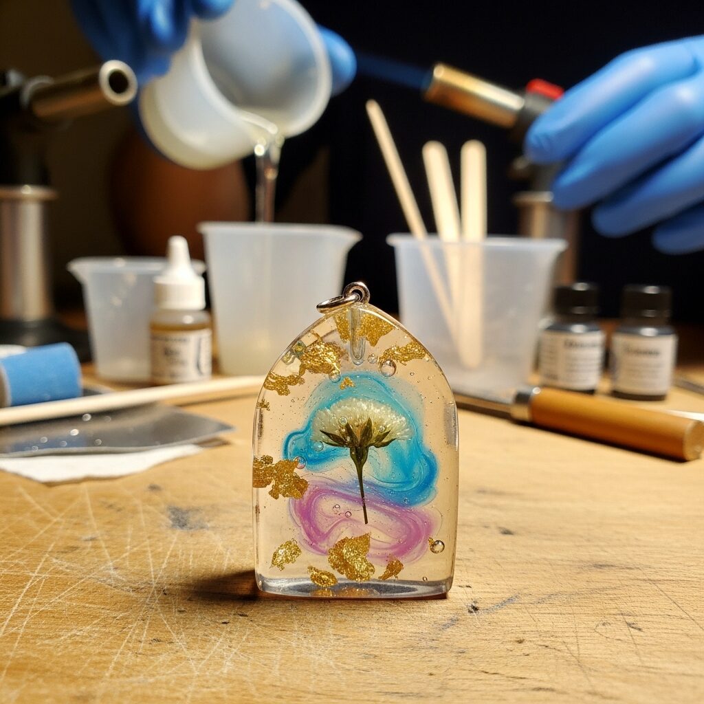 Resine pour faire des bijoux : légère, transparente et vibrante, idéale pour créer des pièces uniques. Apprenez les techniques de moulage et les inclusions (fleurs séchées, feuilles d’or, pigments) et réalisez des bijoux résine faits main qui racontent une histoire.