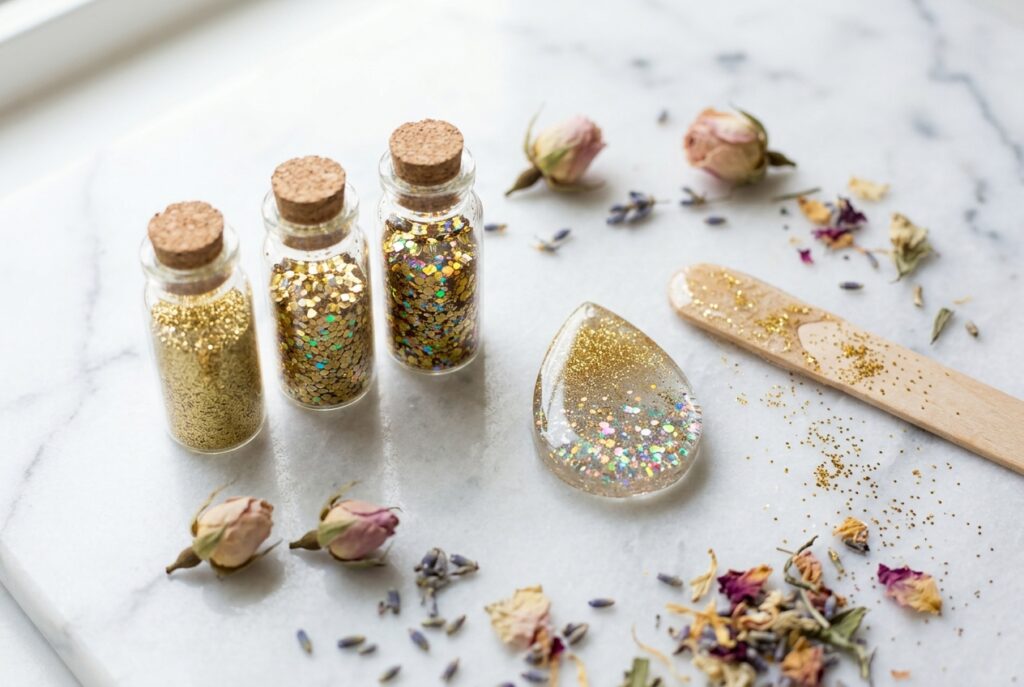 Paillettes dans la résine : doser pour effet pro - illustration