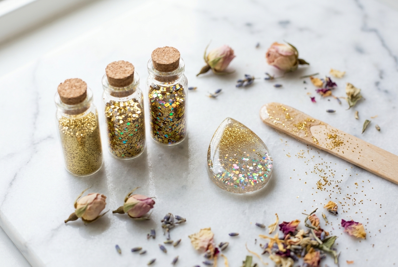 Paillettes dans la résine : doser pour effet pro - illustration